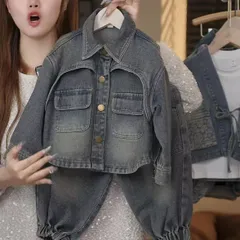 セットアップ 男の子 デニム かっこいい 春秋 おしゃれ 上下セット デニムジャケット+ジーンズ キッズ ボーイズ 2点セット 長袖 長ズボン ファッション 小学生 中学生 お出かけ 普段着 通学着 レジャー KSFC124(90-140)