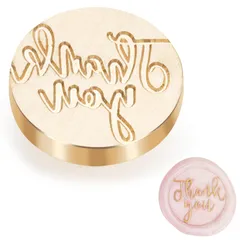 【迅速発送】ANZOBEN シーリングスタンプ ヘッド 4mm厚い ミニ シーリングワックス 文字 3d 立体 感謝 ありがとう 紋章 丸 交換真鍮銅頭 手紙 印鑑 封筒 専用ヘッド 復古風 洋式 結婚式 感謝祭 DIY用 ワンポイント 25mm（Thank
