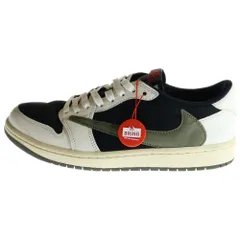 NIKE (ナイキ) ×トラヴィススコット Air Jordan 1 Low OG Medium Olive ウィメンズ エアジョーダン1 OG ミディアム オリーブ ローカットスニーカー DZ4137-106