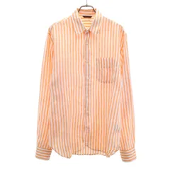 URBAN RESEARCH DOORS アーバンリサーチドアーズ ストライプ柄 長袖 リネンシャツ 40 オレンジ メンズ 古着