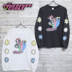 신품 파워 퍼프 걸즈 POWERPUFF GIRLS 상품 긴 소매 T 셔츠 티셔츠 긴 소매 T 셔츠 롱 T 프린트 로고 파워 퍼프 PPG 프린트 T 카툰 네트워크 여성 남성 유니섹스 화이트 화이트 차콜