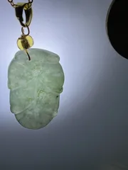 天然A翡翠 大業(葉)有成 ネックレス 2766