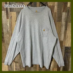 グレー XL カーハート ロンT ポケT オーバーサイズ 長袖 メンズ 古着