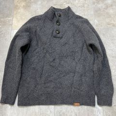 Barbour  ニット  L size  グレー  セーター  くるみボタン  ハーフボタン  モックネック  バブアー  セーター  古着