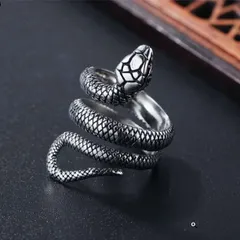 蛇 スネーク シルバー 開運 リング 男女兼用 スパイラル 指輪 フリーサイズ