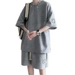 【在庫処分】[Aaronlive] Tシャツメンズ 夏服半袖 上下 セット ゆったり ジャージ メンズ 上下 ハーフパンツ セットアップ メンズ 無地 スウェット メンズ 上下セット 大きいサイズ 吸汗速乾 部屋着 オフルームウエア