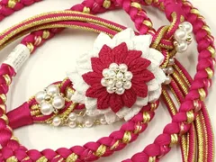 平和屋着物●和装小物　振袖用帯締め　装飾　つまみ細工　パール　金糸　撚り房　逸品　未使用　AAAV5902ay