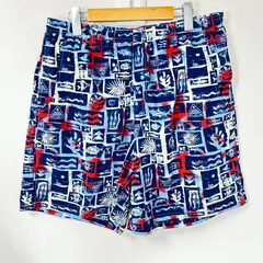 (^w^)b Columbia PFG コロンビア フィッシングショーツ ハーフパンツ ショートパンツ ナイロン100% 総柄 ウエストゴム 釣り アウトドア ウェア ブルー 青系 メンズ サイズL