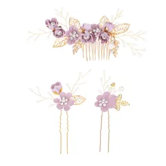 【数量限定】花 和装髪飾り ヘアピン ヘアピン 花嫁髪飾り かんざし ヘッドアクセサリー ヘアアクセサリー 成人式 コーム ブライダル 結婚式 手作り 披露宴 3点セット 卒業式 ヘッドドレス 入学式 ウェディング パーティー 髪飾り