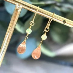 アンデシンとオパールのピアス　エチオピアオパール・アンデシン　14kgf　プレシャスオパール　ハンドメイドピアス　天然石ピアス　イヤリング