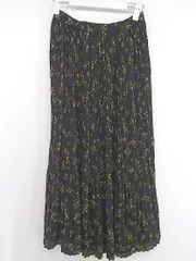 ◇ LOWRYS FARM ローリーズファーム 花柄 ロング プリーツ スカート サイズF ブラック イエロー レディース E  【1302020003986】