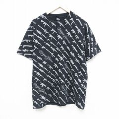 L/古着 半袖 Tシャツ メンズ マシンガン コットン クルーネック 黒 ブラック 25may21 中古