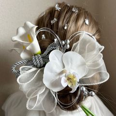 パール胡蝶蘭　金箔付き◆成人式、結婚式、和装髪飾り　振袖や白無垢、前撮り、水引き 6c9e5b0cdaea37ab1c460df3a85c44