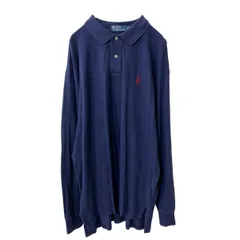 Polo Ralph Lauren 長袖 ロゴ ポロシャツ 2XL ネイビー ポロラルフローレン 鹿子 ポニーロゴ ビッグサイズ 古着卸 アメリカ仕入 a707-5385