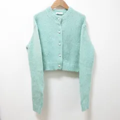 美品 クリーニング済 22AW MADISON BLUE マディソンブルー PETIT CD MOHAIR パールボタン 長袖 ショートニットカーディガン S ミント レディース 古着 中古 USED