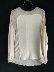 【お値引き交渉大歓迎】 3.1 Phillip Lim　3.1フィリップリム 0 ホワイト×ブラック モックネックシルクブラウス
