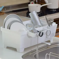 水切りラック セパレ 食器水切り （ 水切り セパレ 食器水切り ディッシュラック スリム スリムタイプ シンクサイド 箸ポケット付き 小物トレー付き 自動排水 ）