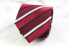 タカキュー ブランド ネクタイ ストライプ柄 シルク メンズ ワインレッド TAKA Q 【中古】