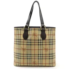 BURBERRY バーバリー シャドーホース ノバチェック チェック柄 トートバッグ ショルダーバッグ セミショルダー PVC レザー ベージュ ダークブラウン