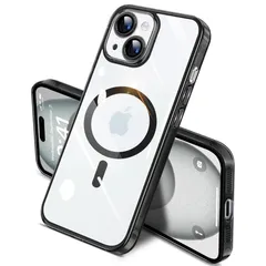 iPhone 13 ケース クリア 耐衝撃 Magsafe対応 アイフォン 13 スマホケース マグネット搭載 薄型 米軍MIL規格 透明 ワイヤレス充電対応 黄変防止 落下防止 ブラック