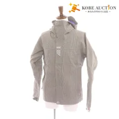 ■ HELLY HANSEN ヘリーハンセン レインコート ジャケット 長袖 アウター フード チェック柄 ファスナー 防水 雨具 メンズ M ベージュ系