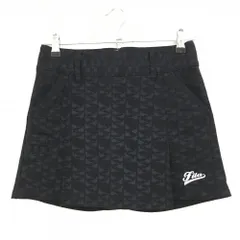 【超美品】フィラゴルフ ストレッチスカート 黒×グレー 鳥柄 裏微起毛 ティー装着可 レディース S ゴルフウェア FILA GOLF