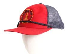 【お得なクーポン配布中!】 80s USA製 企業 ロゴ 刺繍 メッシュ ベースボール キャップ フリーサイズ 帽子 古着 ヴィンテージ ワンポイント トラッカー ハット 2トーン