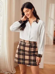 新品未使用！チェック柄Yシャツ&スカートセットアップ