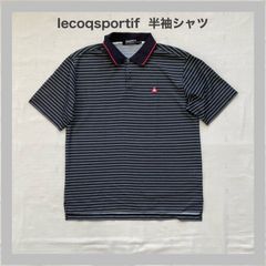 Iecoqsportif GOLF COLLECTION　ルコック スポルティフ　ルコック　ルコックゴルフ　半袖　ロゴ刺繡　夏物　スポーツ　ボーダー柄　デサント　ゴルフ　メンズ　M