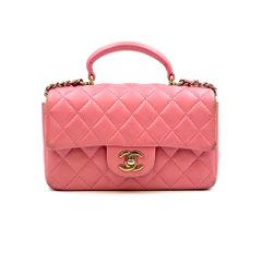【美品】CHANEL　シャネル　マトラッセ　トップハンドル　ミニフラップ　バッグ　キルティング　ラムスキン　ピンク　2WAY　AS2431