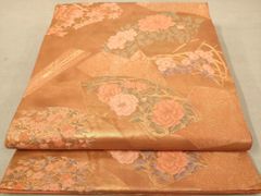 【西陣織 証紙付き】 六通柄袋帯 正絹 地紙草花文・松竹梅 金糸 未使用】夏袋帯 西陣織 草花文 銀糸 六通柄 正絹 証紙付 - メルカリ