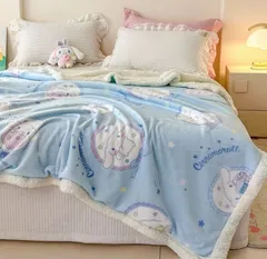 100×150cm シナモロール 毛布 もこもこ毛布 ひざ掛け 掛け毛布 ボアブランケット 厚手 寝具