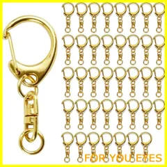 【人気商品】50個入り キーホルダー 金具 キーホルダー金具 ナスカン レジン パーツ キーホルダーパーツ 回転フック 丸カン 付き ワンタッチ アクセサリーパーツ キーリング ストラップ ナスカン 手芸用品 ハンドメイド アクセサリー 手作り 素材 (ゴール