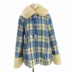 チェスティ Chesty チェックツイードショートコート ミドル丈 チェック ファー 0 水色 ライトブルー 13W903 /EEのサムネイル