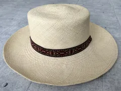 新品 エクアアンディーノ ロングリボン ボーターハット つば広 麦わら帽子　　Ecua-Andino hats リボンハット キャノチェ 柳7573 パナマハット エクアドル製