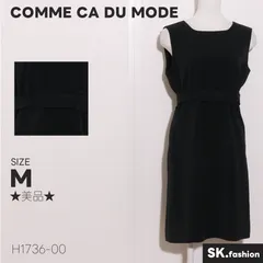 ★美品★ COMME CA DU MODE コムサデモード ワンピース　膝丈　ノースリーブ　ベルト付き　後ろジップ　裏地付き　日本製 　ブラック　 【H1736-00】 送料無料　古着　レディース