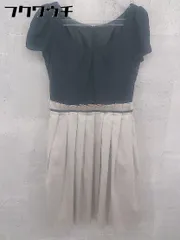 ◇ COMME CA ISM コムサイズム バックジップ フレンチスリーブ 膝丈 ワンピース サイズM ブラック ベージュ レディース 【中古】 【1002802079016】