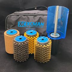 ロトブラシ４点＋シャフトセット（ブロンズ、馬毛、ナイロン、コルク、ハンドル）スキーワックス、スノボワックスの時短ができるスキーブラシ／スノボブラシ
