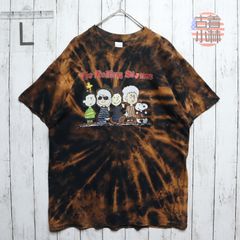 メンズL 【A品】 メキシコ製 バンドTシャツ  ギルダン プリント ローリングストーンズ ピーナッツ スヌーピー ウッドストック コラボ タイダイ ブラック 黒 厚手 ヘビーウェイト 春夏 半袖 ヴィンテージ アニメ ムービー USA古着 M5b934