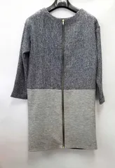 Jena ノーカラー ジャケット ロング ジップ レディース ブルー系