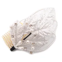 髪飾り シルバー コーム かんざし 簪 振袖 成人式 ヘッドドレス キラキラ 髪留め パールビーズ 日本製 ウエディング 着物 浴衣 和装 洋装 袴 訪問着 黒留 結婚式 お呼ばれ パーティ フォーマル ヘアコーム 銀 17433 u974　Si