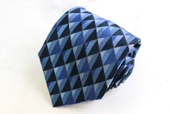 ピエールカルダン ブランド ネクタイ チェック柄 格子柄 パネル柄 シルク PO メンズ ブルー Pierre Cardin 【中古】