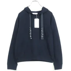 【美品・紙タグ有】ギャラリービスコンティ★フード付きパーカ スウェット素材 大きいサイズ3 ネイビー系 ビジュー付き♪z13095