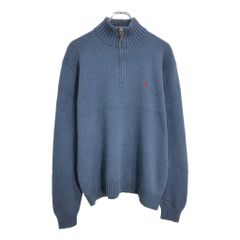 Polo by Ralph Lauren ポロ ラルフローレン ハーフジップ コットンセーター ブルー(メンズ L)中古 古着 U5874