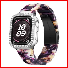 【数量限定】コンパチブルapple watch バンド 保護ケース付きダイヤモンドfor Apple Watch交換 樹脂バンド44mm 45mm 40mm 41mm 軽量 防水 おしゃれなデザイン ラインストーン付きコンパチブルiwatch Series 7