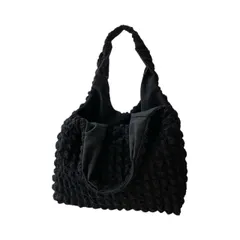 starink トートバッグ レディース 韓国風 おしゃれ かわいい シンプル 大学生 キルティング 大容量 ポップコーントート もこもこ 肩掛け ブラック [ブラック]