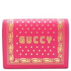 グッチ) GUCCY セガロゴ レザー 二つ折り財布 ピンク 箱袋 D7622 日本
