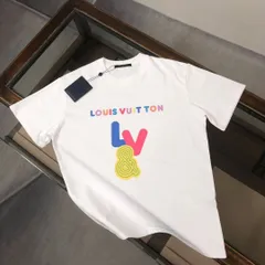 【本日限定特価】Louis Vuitton メンズ カジュアルTシャツ 夏用 270g 高品質コットン 米白/ブラック M-3XL [本日特価|新品未使用品]