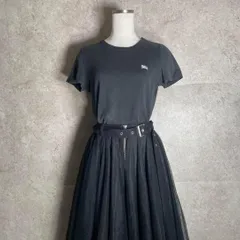 BURBERRY BLUE LABEL 半袖Tシャツ ロゴ刺繍 ブラック バーバリーブルーレーベル レディース サイズ38 三陽商会