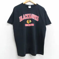L/古着 半袖 ビンテージ Tシャツ メンズ 00s NHL シカゴブラックホークス コットン クルーネック 黒 ブラック アイスホッケー 25may13 中古